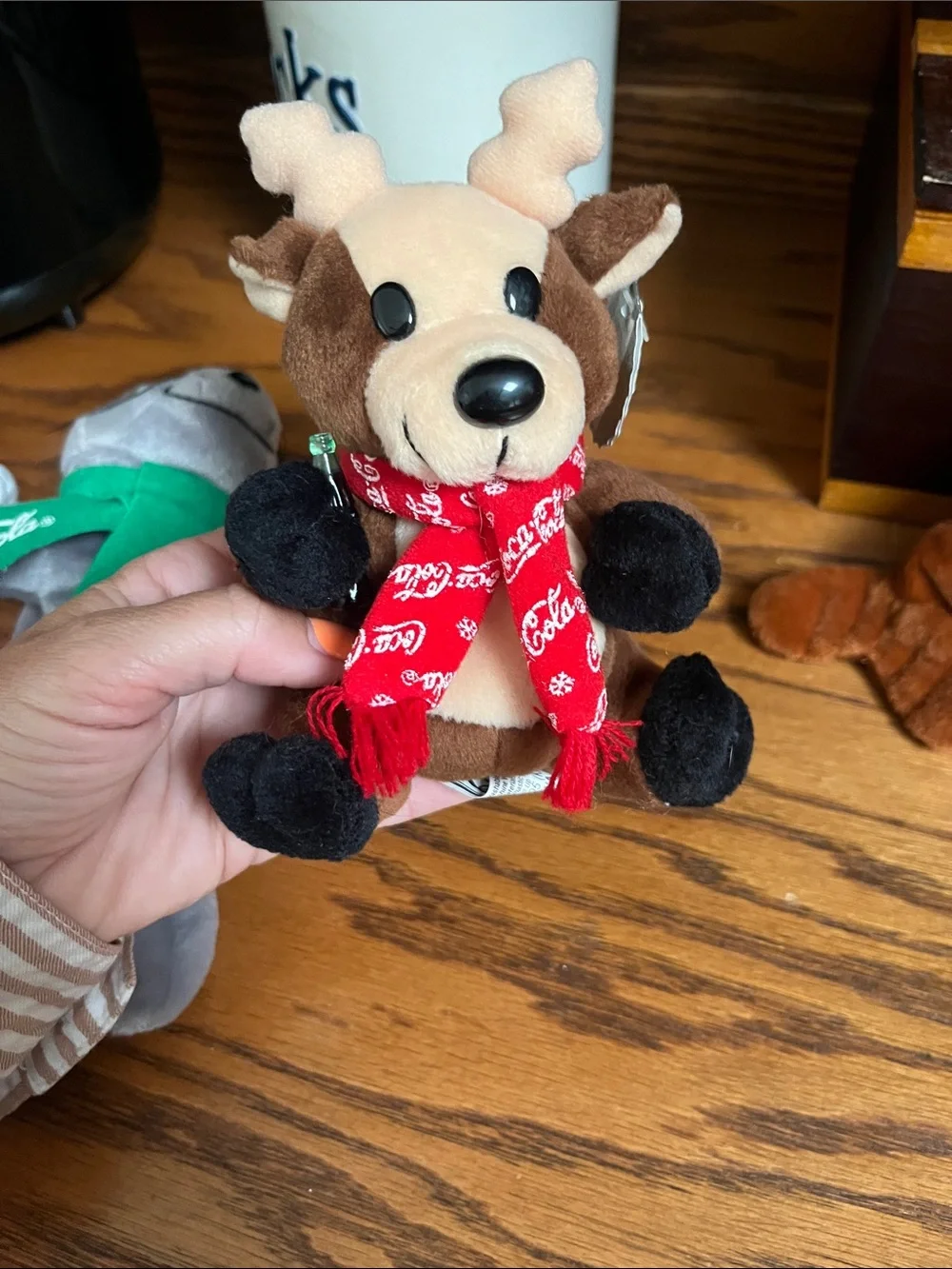 vintage 1998 Coca Cola Holiday Plush Set with Red and Green Scarves